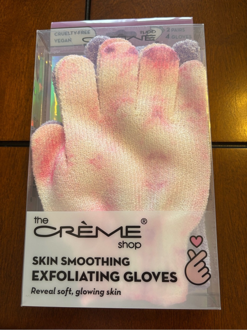 The Crème Shop Pink & Purple Skin Smoothing Exfoliating Gloves